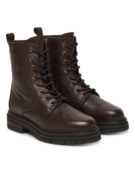 Tommy Hilfiger Pohodni čevlji Tommy Hilfiger Th Plaque Pebble Lace Boot Warm FW0FW08767 Rjava