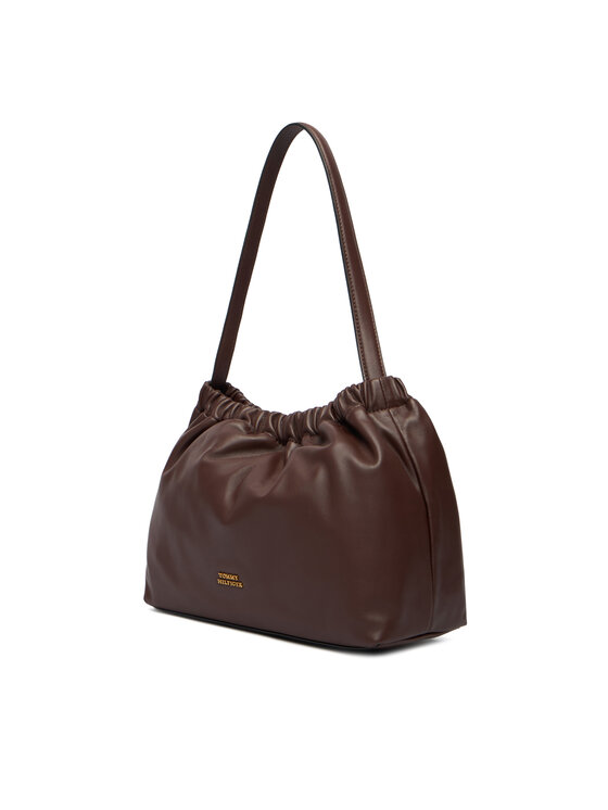 Tommy Hilfiger Ročna torba Tommy Hilfiger Soft Leather Shoulder Bag AW0AW18307 Bordo rdeča