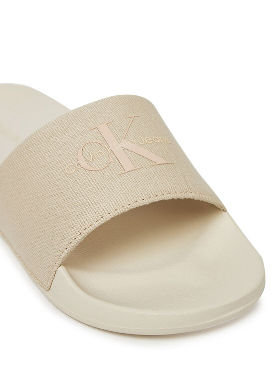 Calvin Klein Jeans Şlapi Calvin Klein Jeans Slide Monogram Wn YW0YW01835 Écru