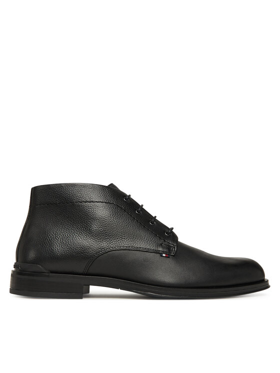 Tommy Hilfiger Gležnjarji Tommy Hilfiger Corporate Hilfiger Lth Boot FM0FM05697 Črna