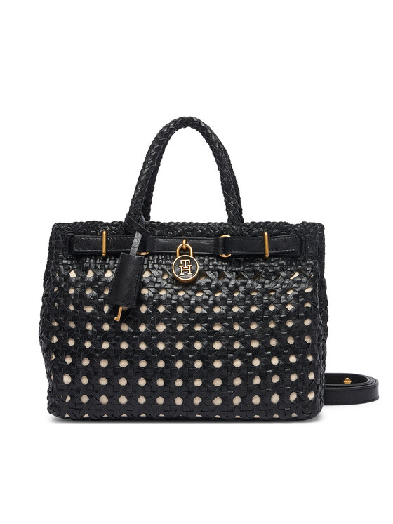 Tommy Hilfiger Torebka Tommy Hilfiger American Icon Mini Tote Braided AW0AW18734 Czarny