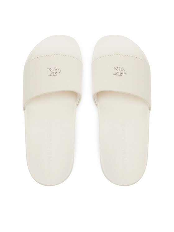 Calvin Klein Jeans Şlapi Calvin Klein Jeans Slide Monogram Hardware YW0YW01713 Écru