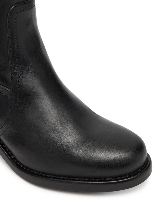 Tommy Hilfiger Cizme Tommy Hilfiger Riding Lthr Long Boot Block Heel FW0FW08777 Negru
