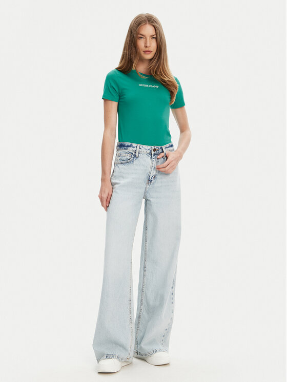 Guess Jeans Guess Jeans Футболка W4YI01 J1314 Зелений Slim Fit