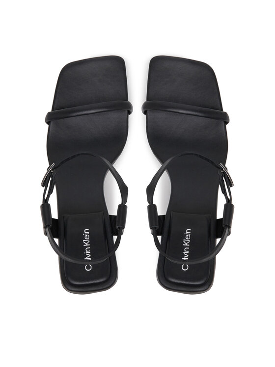 Calvin Klein Sandali Calvin Klein Block Heel Sandal 75 Lth HW0HW02650 Nero