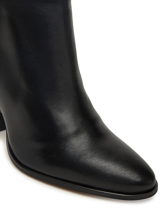 Tommy Hilfiger Īsie zābaki Tommy Hilfiger Th T-Strap Leather Pointy Bootie FW0FW08984 Melns
