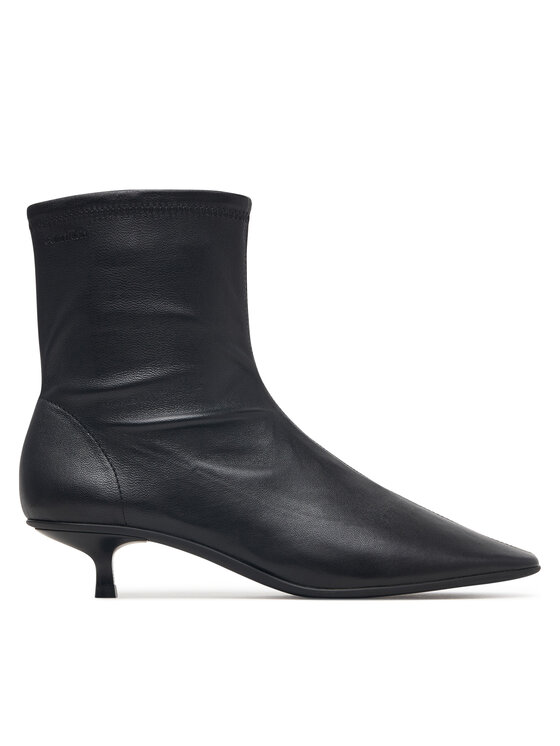 Calvin Klein Členková obuv Calvin Klein Round Kitt Heel Ankle Boot Nappa HW0HW03169 Čierna