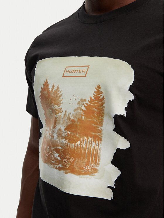 Hunter Hunter Футболка Duart Graphic HARM0033251 Чорний Regular Fit