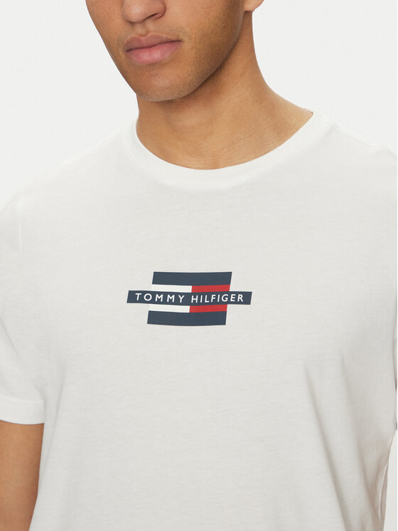Tommy Hilfiger Tommy Hilfiger Majica Flag Box MW0MW38636 Bela Regular Fit