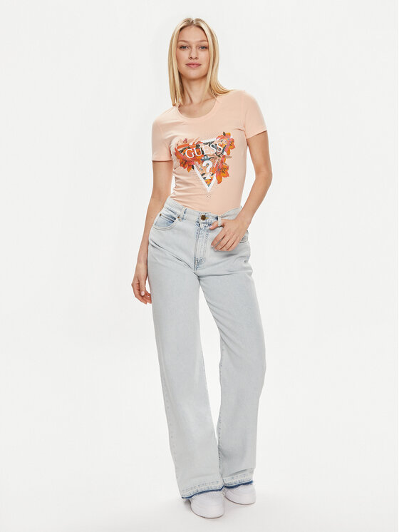 Guess Guess Футболка Ss Cn Tropical Train W4GI62 J1314 Оранжевий Slim Fit