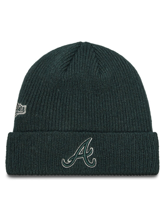 New Era Шапкa New Era Atlanta Braves World Series Patch Cuff Knit Beanie 60580730 Зелений