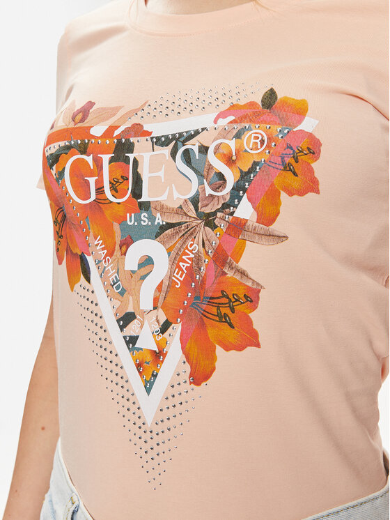Guess Guess Футболка Ss Cn Tropical Train W4GI62 J1314 Оранжевий Slim Fit