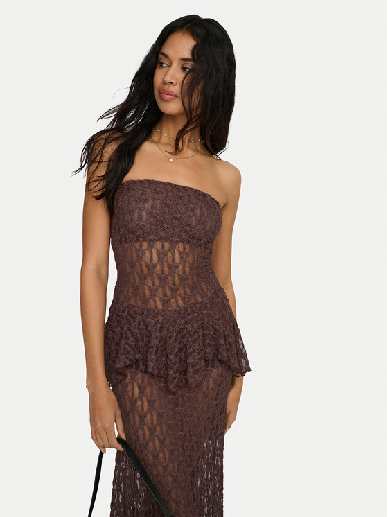 ONLY ONLY Top Aya 15375823 Marrón oscuro Slim Fit