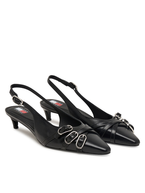 Tommy Jeans Pantofi pumps Tommy Jeans Tjw Sling Back Kitten Heels EN0EN03171 Negru