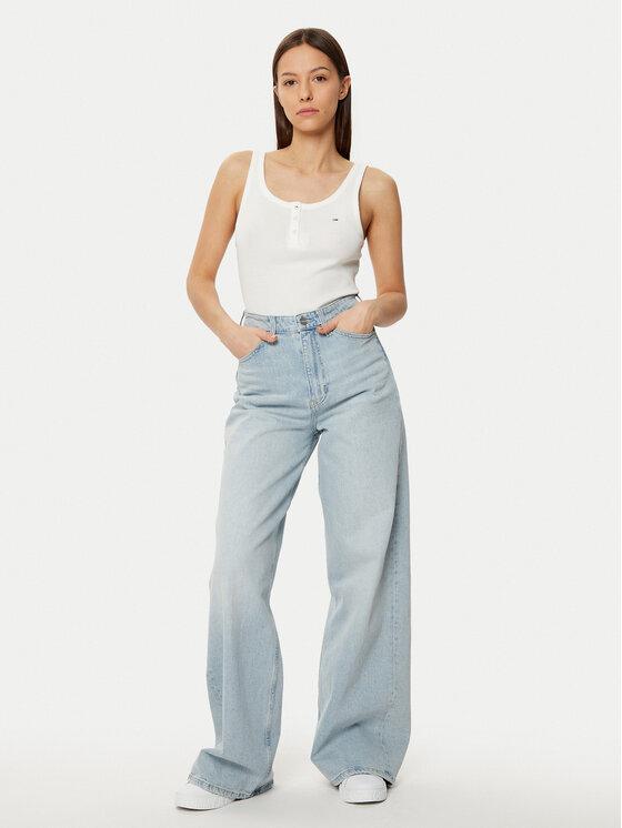 Tommy Jeans Tommy Jeans Felső DW0DW19492 Fehér Slim Fit