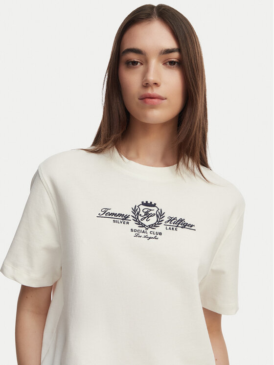 Tommy Hilfiger Tommy Hilfiger Camiseta Crest WW0WW48713 Blanco Relaxed Fit