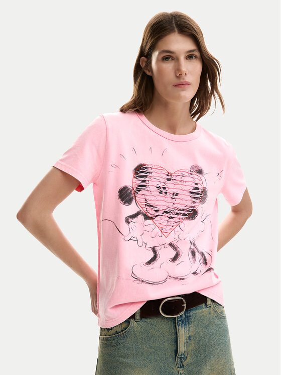 Desigual Desigual Camiseta Core Mickey 26SWTK42 Rosa Regular Fit