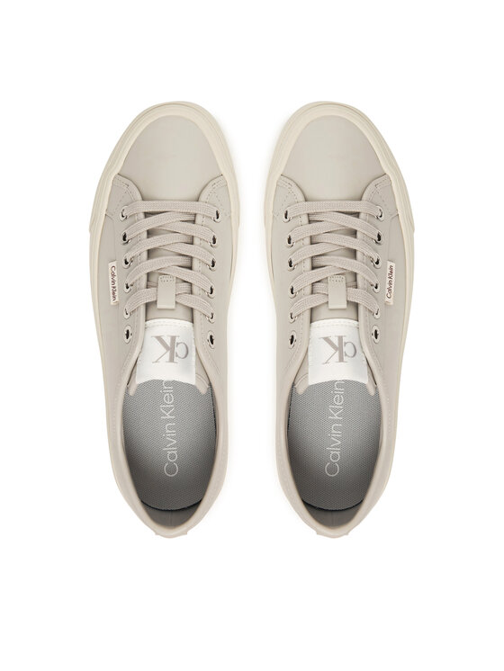 Calvin Klein Sneakersy Calvin Klein Vulc Flatf Lace Up Lth YW0YW01932 Šedá