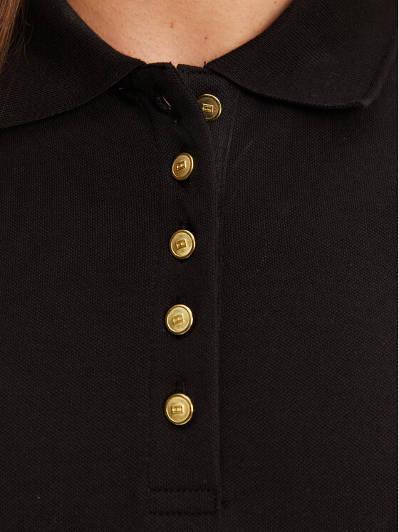 Tommy Hilfiger Tommy Hilfiger Pólóing Gold Button WW0WW45768 Fekete Slim Fit