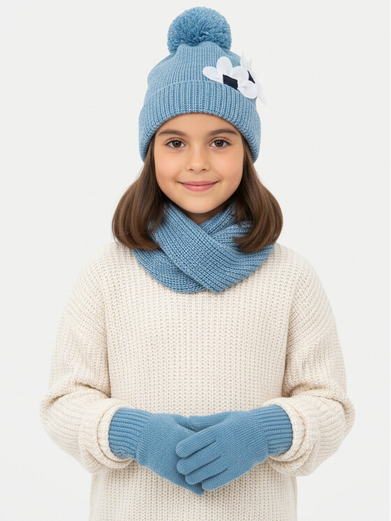 Mayoral Set čepice, tunelová šála a rukavice Mayoral 10071 Modrá