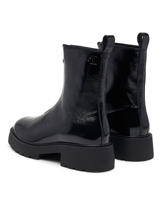 Calvin Klein Боти Calvin Klein Chunky Zip Boot Shiny Lth HW0HW03200 Черен