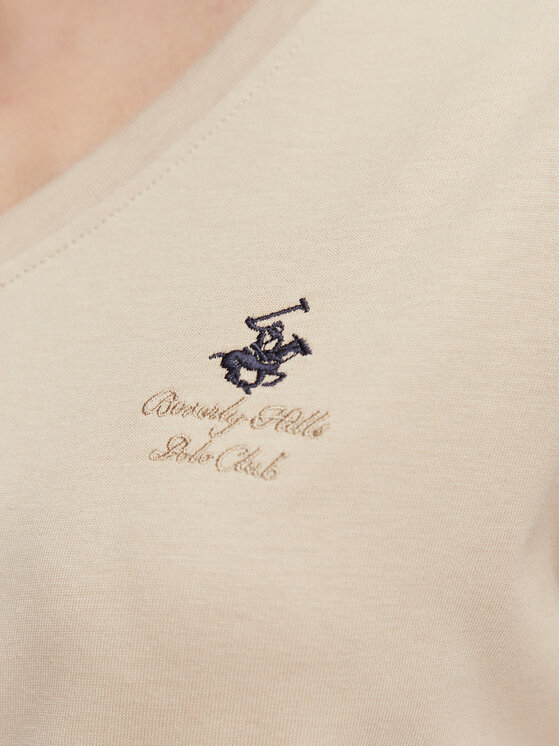 Beverly Hills Polo Club Beverly Hills Polo Club Camiseta P-SS26W-TS516518 Beis Regular Fit