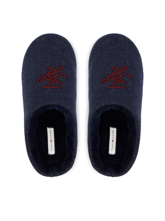 Tommy Hilfiger Пантофи Tommy Hilfiger Th House Shoe Flannel FW0FW09699 Тъмносин