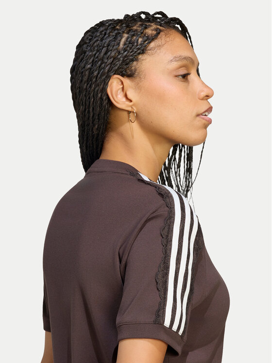 adidas adidas Camiseta Lace 3 Stripes LG4261 Marrón Regular Fit