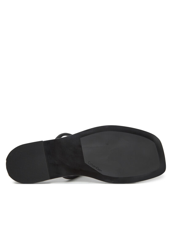 Calvin Klein Чехли Calvin Klein Flat Sandal Squared 2-Bar Lth HW0HW02532 Черен