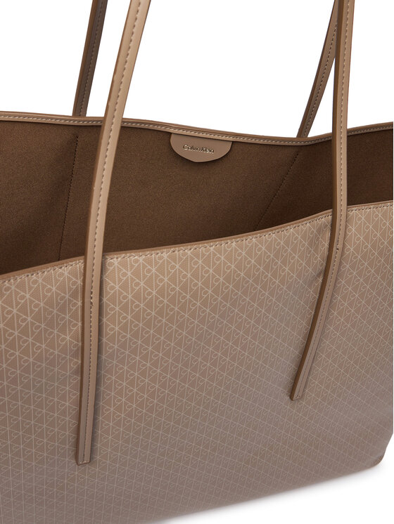 Calvin Klein Geantă Calvin Klein Emblem Aop Large Tote W/ Pouch LV04F3364G Bej