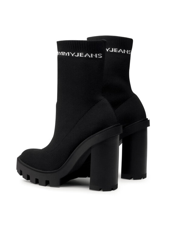 Tommy Jeans Botki Tommy Jeans Cleated Heel Sock Boot EN0EN01081 Czarny