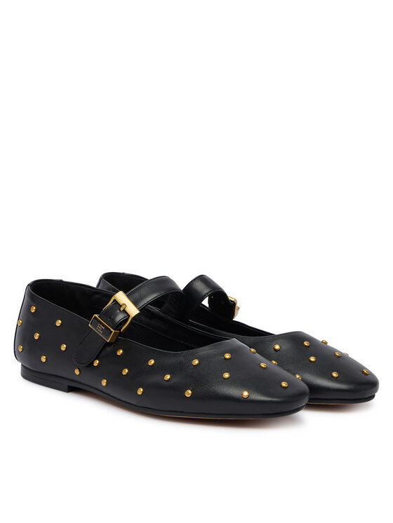 Tommy Hilfiger Baleríny Tommy Hilfiger Th Buckle Leather Stud Ballerina FW0FW09541 Čierna