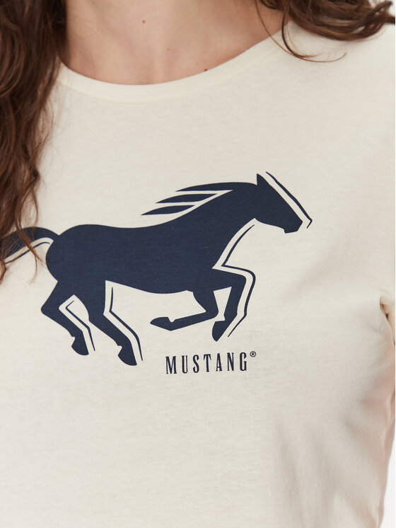 Mustang Mustang T-shirt Loa 1016136 Écru Slim Fit
