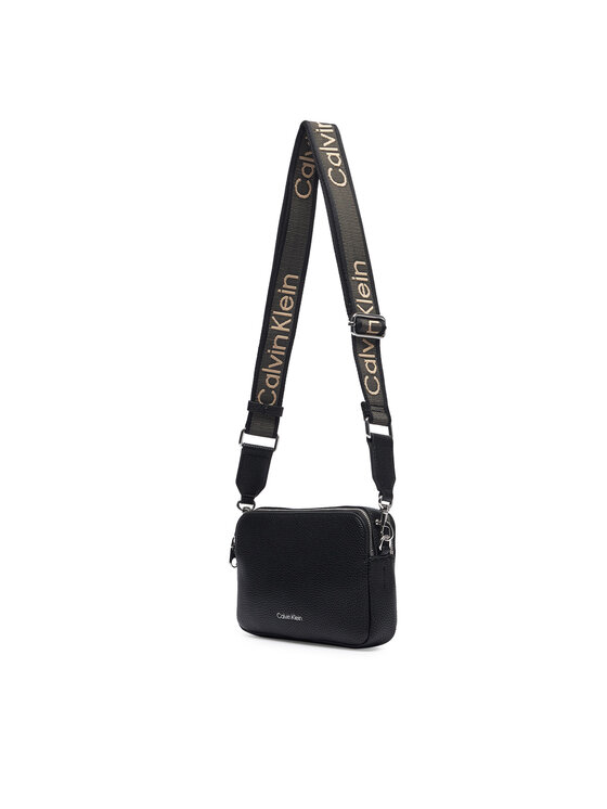 Calvin Klein Дамска чанта Calvin Klein Webbing 2X Strap Camera Bag LV04F3656G Черен