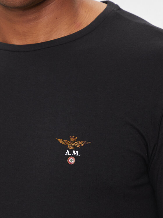 Aeronautica Militare Aeronautica Militare Футболка AM1UTI001 Чорний Regular Fit