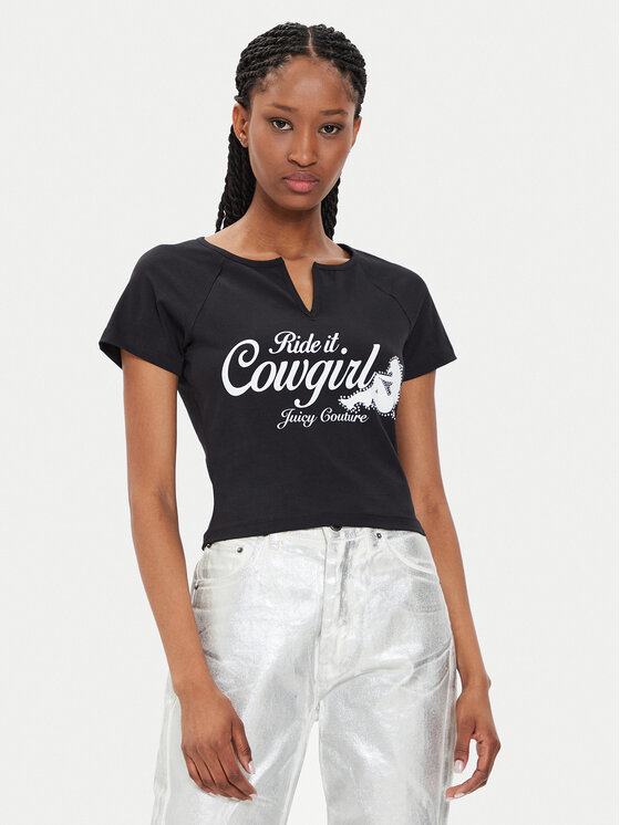 Juicy Couture Juicy Couture Póló Ride A Cowgirl JCWCT23333 Fekete Slim Fit