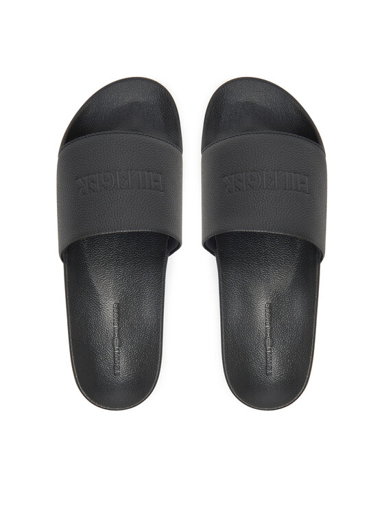 Tommy Hilfiger Şlapi Tommy Hilfiger Hilfiger Print Tumble Pool Slide FM0FM05505 Negru