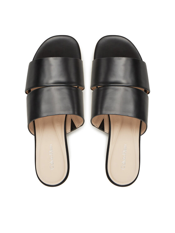Calvin Klein Natikače Calvin Klein Flat Slide - Lth 2 Straps HW0HW02365 Crna