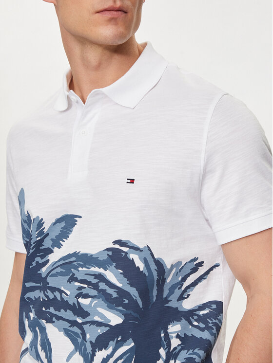 Tommy Hilfiger Tommy Hilfiger Polo Palm Print MW0MW34758 Λευκό Regular Fit
