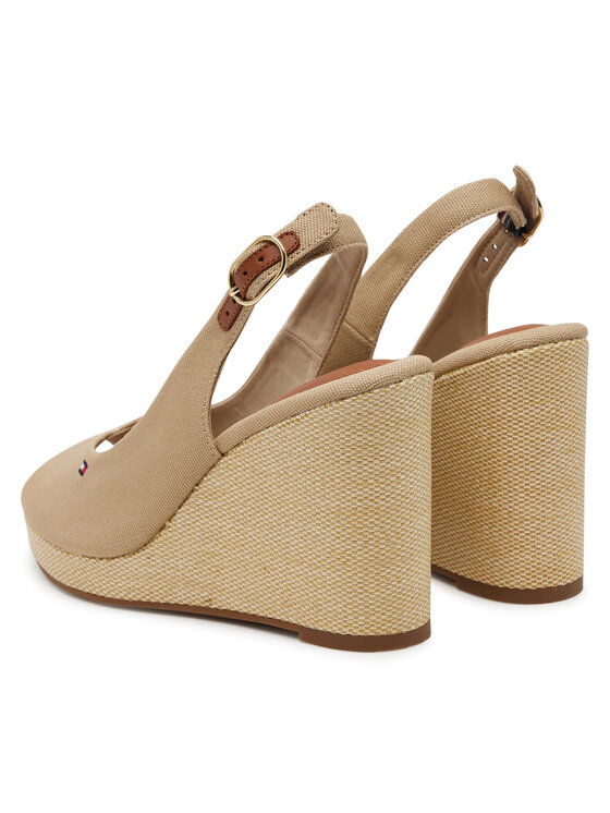 Tommy Hilfiger Espadrilky Tommy Hilfiger Flag High Wedge Espad Slingback FW0FW08597 Béžová