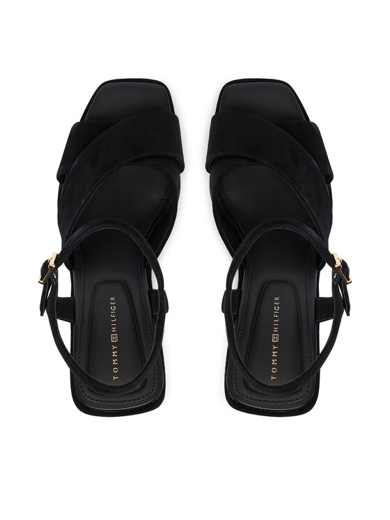 Tommy Hilfiger Sandály Tommy Hilfiger Suede Wrapped High Wedge FW0FW09218 Černá