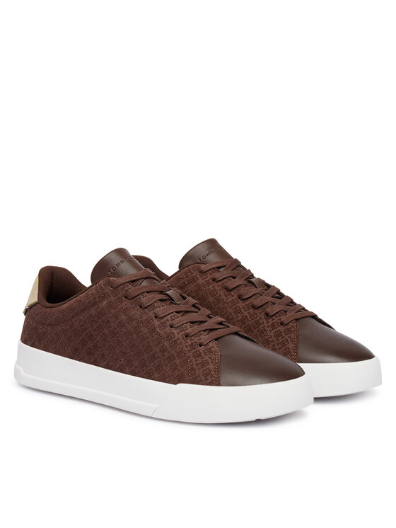 Tommy Hilfiger Sneakers Tommy Hilfiger Th Court Lth Mix Monogram FM0FM06082 Marrone
