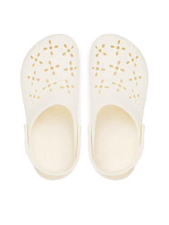 Crocs Klapki Crocs Classic Floral Cut-Out Clog 210927 Écru
