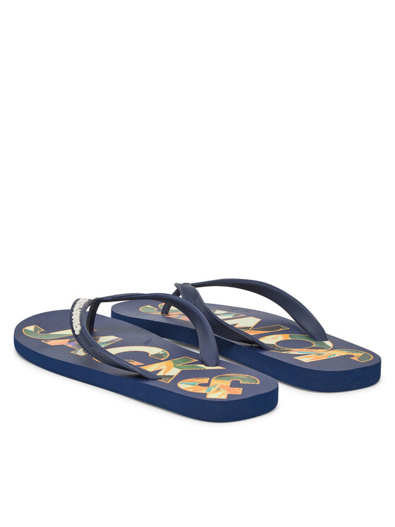 Jack & Jones Žabky Jack & Jones Jfwlogo Palm Print Flip Flop Ln 12230642 Tmavomodrá