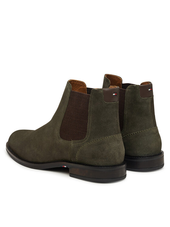Tommy Hilfiger Μποτάκια με λάστιχο Tommy Hilfiger Corporate Dressy Suede Chelsea FM0FM05953 Χακί