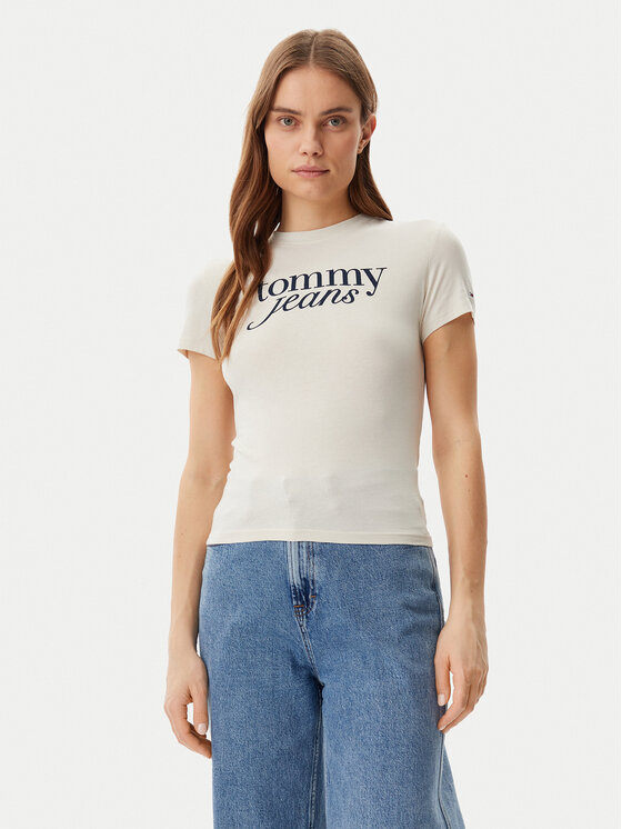 Tommy Jeans Tommy Jeans T-Shirt Essential DW0DW19447 Μπεζ Slim Fit