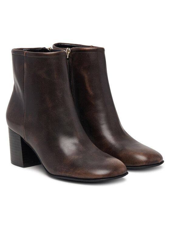 Guess Členková obuv Guess FLFALE LEA10 Tmavo hnedá