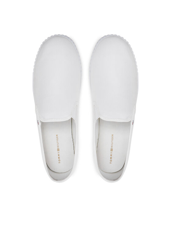 Tommy Hilfiger Гуменки Tommy Hilfiger Canvas Slip-On Sneaker FW0FW07806 Бял