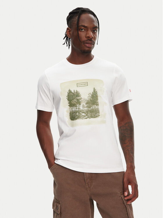 Hunter Hunter Majica Duart Graphic HARM0033251 Bela Regular Fit