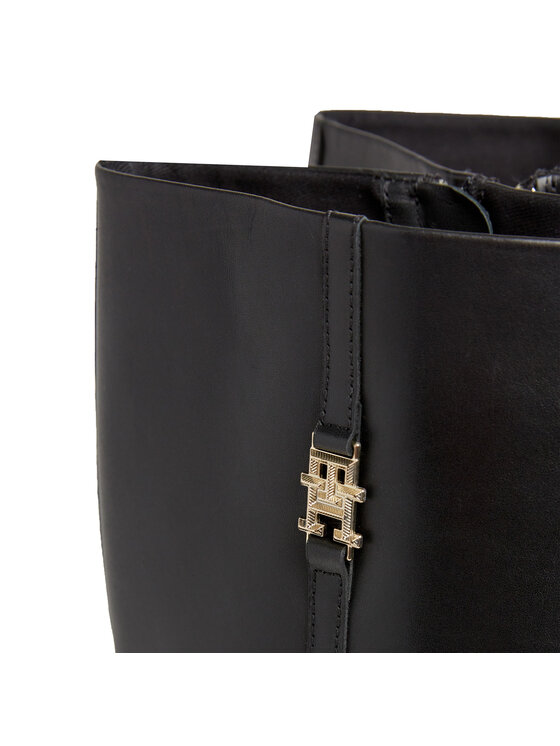 Tommy Hilfiger Ботуши Tommy Hilfiger Feminine Th Hardware Longboot FW0FW07541 Черен